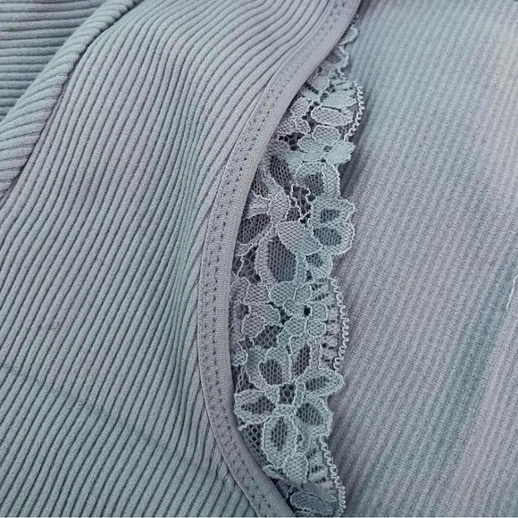 Aerie Blue Ribbed Superchill Top - Picture 3 of 5